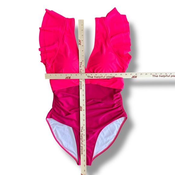 Blooming Jelly Hot Pink Ruffle Sleeve One Piece Swimsuit Women’s XXL NWT - Picture 3 of 5